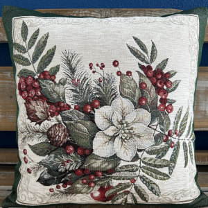 Gobelínové vankúše vianočné - Chenille Eden 4115 so striebornou niťou