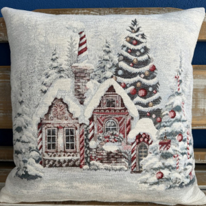 Gobelínové vankúše vianočné Chenille 4113 so striebornou niťou