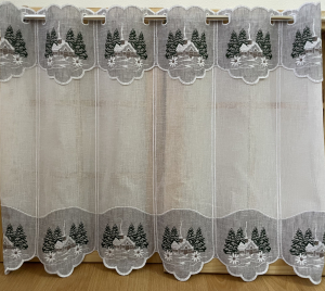 Vyšívaná záclona - Domček 60cm výška