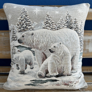 Gobelínové vankúše vianočné  chenille - Ľadové medvede