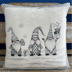 Gobelínové vankúše vianočné  chenille -1279 Škriatkovia