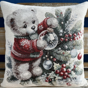 Gobelínové vankúše vianočné  chenille - Macko
