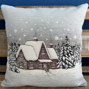 Gobelínové vankúše vianočné  - Chenille 931 GR pretkávané striebornou niťou