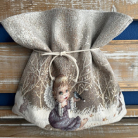 Gobelínové vrecúško mikulášske Chenille 1281 Anjel