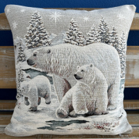 Gobelínové vankúše vianočné  chenille - Ľadové medvede