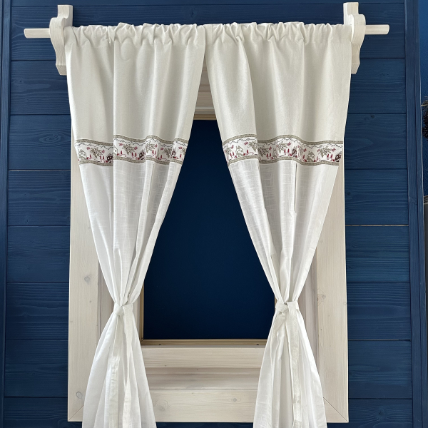 Vianočné bavlnené závesy - strieborné