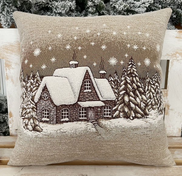 Gobelínové vankúše vianočné - Medené chalúpky