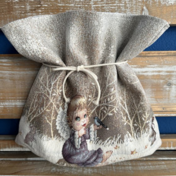 Gobelínové vrecúško mikulášske Chenille 1281 Anjel